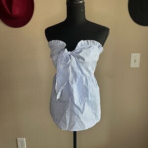 NWOT Sz XL Blue and White Striped Strapless Top